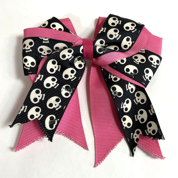 Hair Clip Barrette Lot Ribbon Bow Skulls Red Plaid Pink Cat Trendy New Coquette - Picture 4 of 9